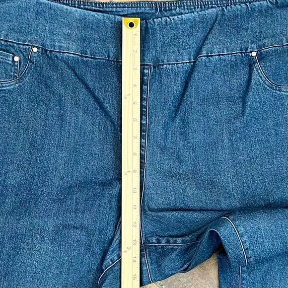 Ruby Rd. Pull-on Straight Denim Fringe Bottom Jeans 3X - Picture 3 of 8
